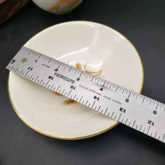 Golden Wheat 22K Gold Oven Proof Cup & Saucer Set 6 + Berry Bowl Made USA - Picture 10 of 12